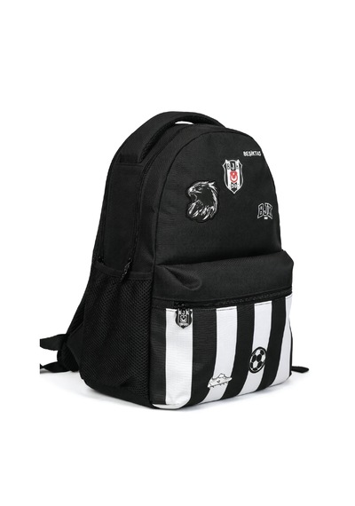 Beşiktaş Lisanslı Kartal Armalı Futbol Desenli Okul Çantası - Siyah Çocuk Sırt Çantası