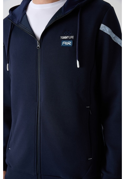Tommy Life İndigo Pamuklu Kalın Yumuşak Dokulu Comfort Fit Baskılı Erkek Eşofman Takım - 85236 İndigo