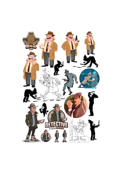 Dedektif Sticker Set 3 15 Parça Telefon, Tablet, Defter, Laptop Sticker