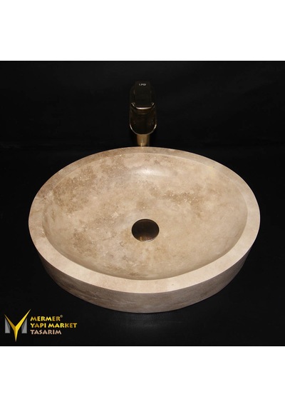 Traverten Oval Tasarım Lavabo