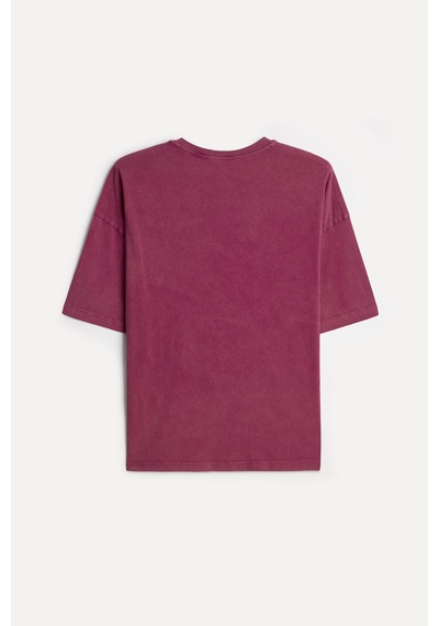 Mudo Kadın Kadın Pembe Pamuklu Baskılı Bisiklet Yaka T-shirt 1272039 Gül Kurusu
