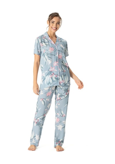 U.S. Polo Assn. U.s Polo Assn. 17047 Kadın Kısa Kollu Önden Düğmeli Pijama Takım-mint Mint