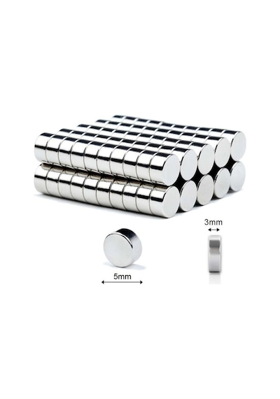 Dünya Magnet 25 Adet Yuvarlak Güçlü Neodyum Mıknatıs 5x3 Mm Çap: 5 Mm X Kalınlık: 3 Mm