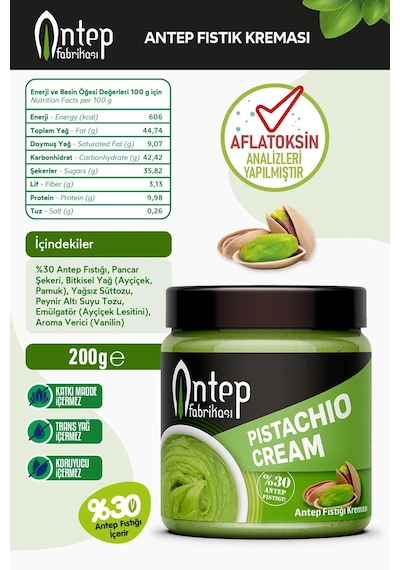 %30 Antep Fıstık Kreması 200 G Gerçek Antep Fıstığı Kreması