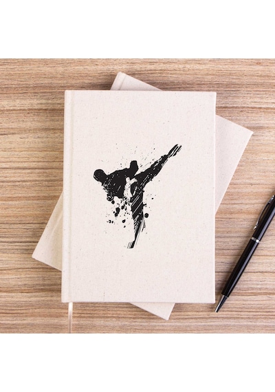 World Karete Fighter Çizgisiz Kanvas Defter Krem