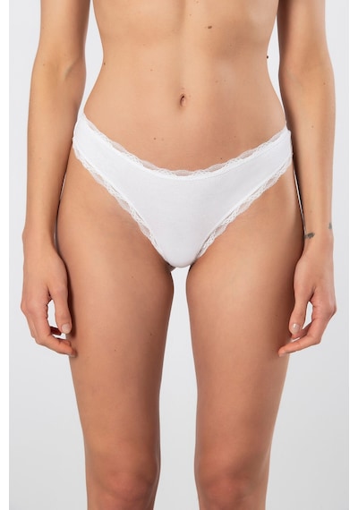 Türen Kadın Likralı Ribana Dantelli String 2'li Paket 927/beyaz Beyaz