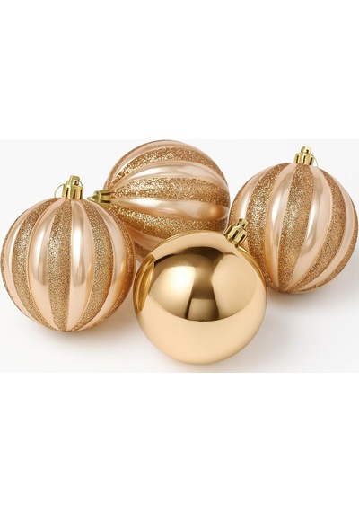 Beysüs Yılbaşı Çam Ağacı Süsü 4 Lü Rose Gold Top 10 Cm