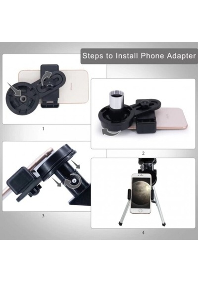 400 X 70 Mm Refrakter Teleskoplar 15x150x , Telefon Adaptörlü Reflex Karayı Düz Göstermekte