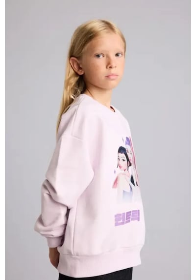 Defacto Kpop Demon Hunters Baskılı Relax Fit Bisiklet Yaka Sweatshirt Kız Çocuk I3551a826aupn424 Pembe-pn424