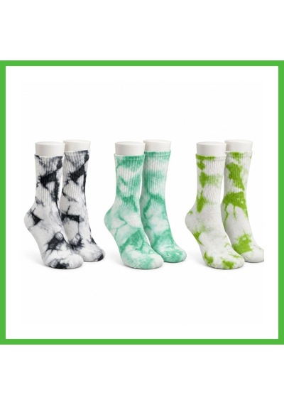 Vaveni Unisex Batik Desenli Çorap 3'lü Set Renkli Pamuklu Uzun Soket Dikişsiz Nefes Alan Günlük Spor Çorabı Arz Çok  Renkli