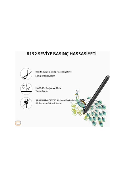 Veikk A15 8192 Levels Zoom Uyumlu 5080LPI Grafik Tablet + Kalem