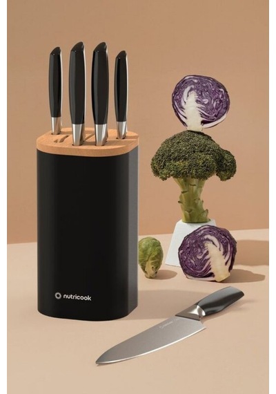 Nutricook Essentials Everyday Siyah Bıçak Seti Ve Bıçak Standı