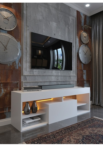 Resital Ledli Tv Ünitesi L1501-1 Beyaz Beyaz