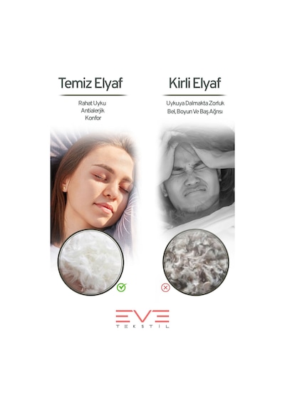 Eve Tekstil 2 Adet Bamboo Serisi Kılıflı Fermuarlı Yıkanabilir Antialerjik Silikon Elyaf Yastık 50x70cm 800 Gr Yeşil