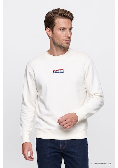Wrangler Pamuklu Regular Fit Logo Detaylı Erkek Sweatshirt W2620152102 Ekru
