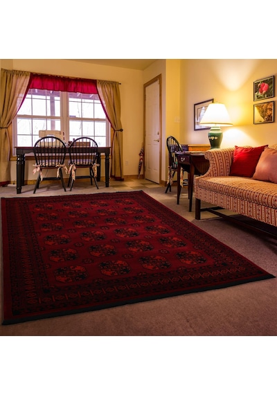 Afgan Türkmen Otantik Desenli Bordo Oturma Odası Salon Mutfak Halısı 2892a Zs74