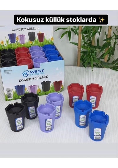 4 Adet Kokusuz Kül Tabağı Plastik Plastik Gri Asimetrik
