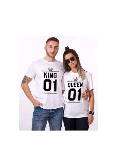 Tshirthane King 01 Queen Sevgili Kombinleri Tshirt Kombini Beyaz