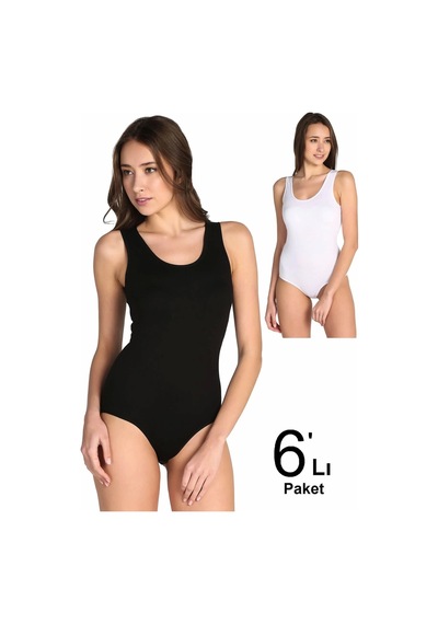 Tutku Kadın Karışık Renk 6'lı Paket Likralı Kancalı Çıtçıtlı Body Elf568t0149ccm6 Çok Renkli
