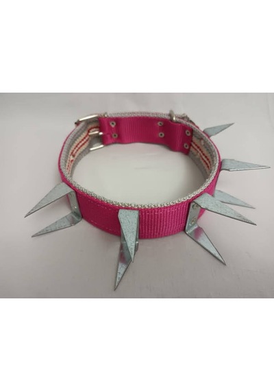 Kozaklı U Çivili Köpek Tasması Pembe 70 x 4 CM