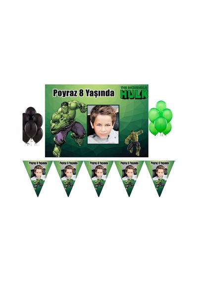 Hulk Kişiye Özel Afiş Ve Flama Doğum Günü Süsleme Seti Hdts181