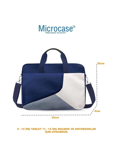 Microcase Apple iPad Air 11 2026 İle Uyumlu Tablet Çantası 2 Bölmeli Al4228 Lacivert Gri Krem Gri - Lacivert