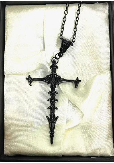 Dükkan Design Siyah Gotik İskelet Haç Kolye Siyah