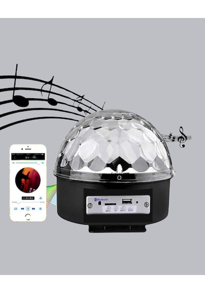 Bluetooth Hoparlörlü Led Disko Işığı Müzik Ritim Duyarlı Ve Taşınabilir Şeffaf