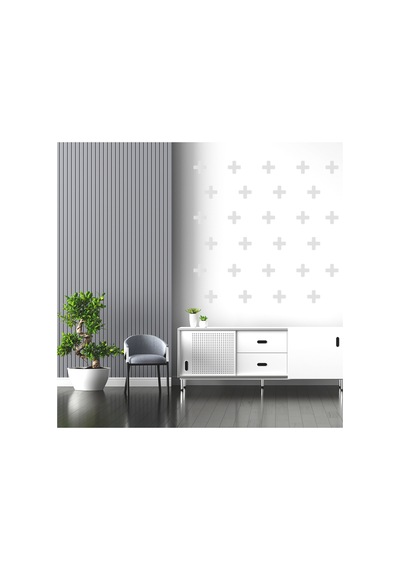 Gümüş Renginde Artı Şeklinde Duvar Sticker Seti - 125 Adet - 5cm