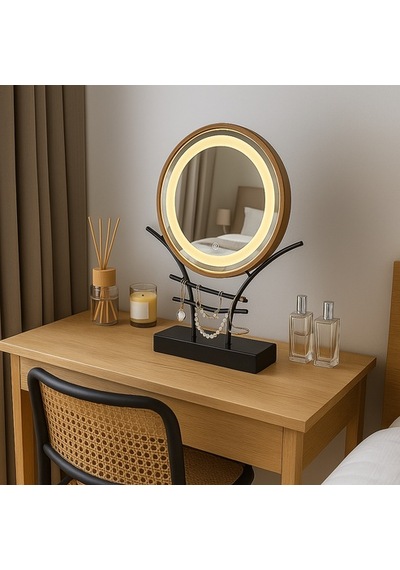 50x50 Cm Led Işıklı Makyaj Aynası Touch Sensörlü, Dimmer Özellikli Günışıği 3000k Sarı