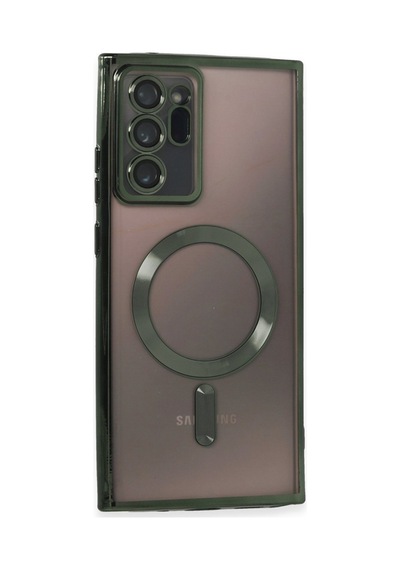 Samsung Galaxy Uyumlu Note 20 Ultra Kılıf Kross Magneticsafe Kapak - Koyu Yeşil Bz8683140653538