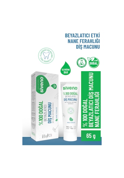 Siveno Doğal Diş Macunu Beyazlatıcı Nane Ferahlığı Florürsüz 65 Gr
