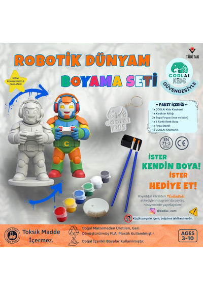 Codlaı Kids Robotik Dünyam 3d Boyama Seti - Çocuklar İçin Eğitici Yaratıcı Oyuncak Boyama Kiti - Gamer Robot