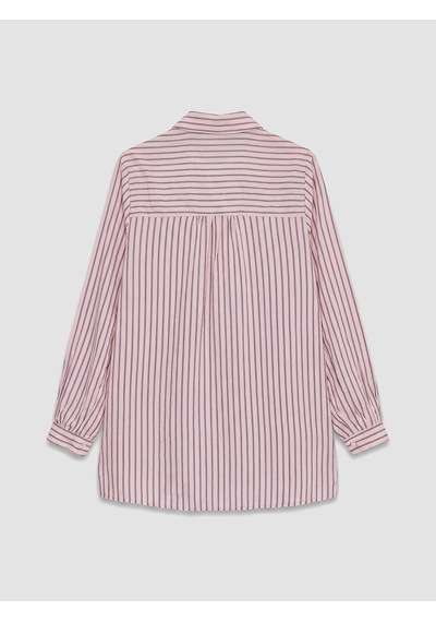 Lcw Everyday Pembe Çizgili Kadın Gömlek Tunik
