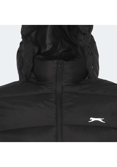 Slazenger GANEA IN Büyük Beden Erkek Kapüşonlu Şişme Siyah Mont & Kaban
