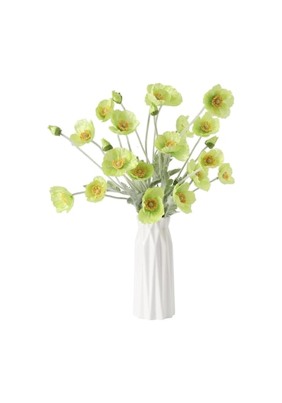 Yapay Çiçek Gelincik Çiçeği Yeşil Renk 3 Çiçek 1 Tomurcuk 59cm Yeşil