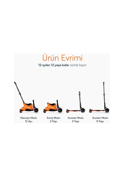 Smartrike Xtend Büyüyebilen Ride On Scooter Turuncu Çok Renkli