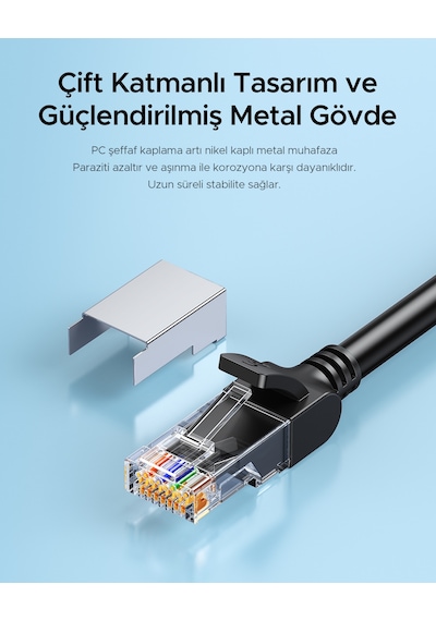 Ugreen Cat6 Flat Pure Copper Metal Konnektör Utp Ethernet Kablosu 2 Metre, 50185