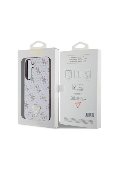 Galaxy S24 Plus Uyumlu Kılıf Guess Lisanslı Pu Üçgen Logo 4g Desenli Kapak Siyah