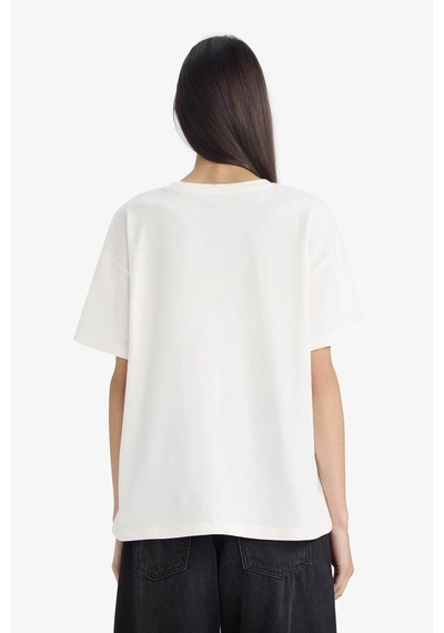 Defacto Oversıze Ekru Kadın T-shirt E4935ax/wt32 Ekru