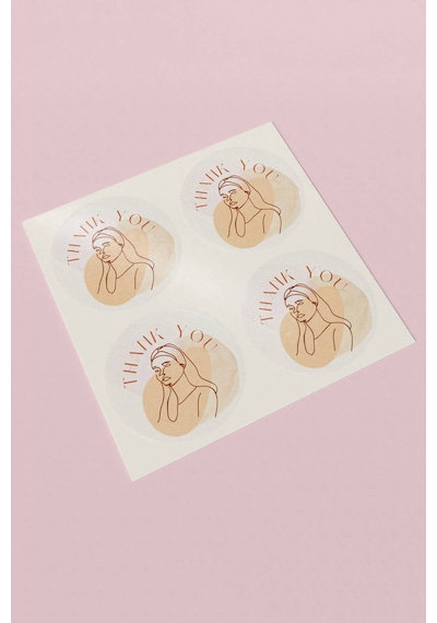 Kadın Silüet Thank You Kargo Paket Sticker 3x3cm St2133 Çok Renkli