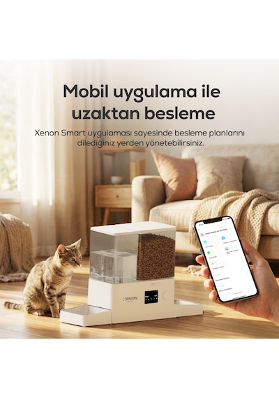 Xenon Smart Otomatik Mama Ve Su Kabı Akıllı 2 İn 1 Besleyici, Wifi, Çelik Kase, 3.5l/2l, Sessiz Sifon X8616