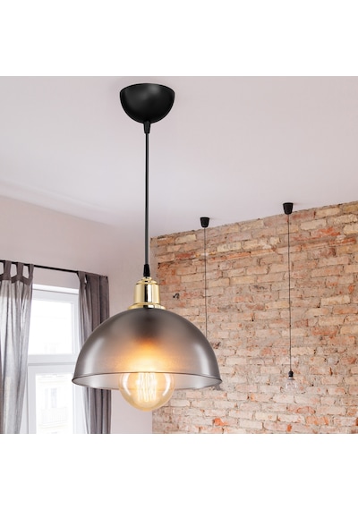 Haus Yarım Küre Buzlu Füme Abs Altın Kuka Süslü Sarkıt Mutfak Salon Avize Kafe Kuaför Aydınlatma Füme