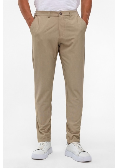 Süvari Bej Slim Düz Jogger Pantolon-38641 Bej