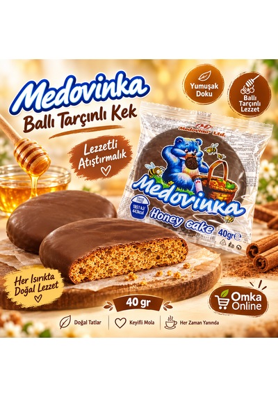 Medenka Ballı Tarçınlı Çikolata Kaplı Kek 40 G Bulgaristan Atıştırmalığı