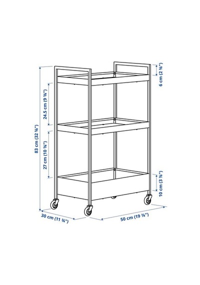 Ikea Nıssafors Servis Arabası, Bej, 50,5x30x83 Cm