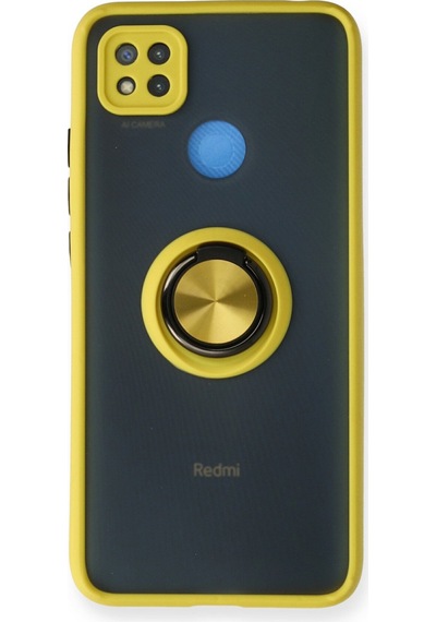 Xiaomi Redmi 9c Uyumlu Kılıf Montreal Yüzüklü Silikon Kapak - Sarı