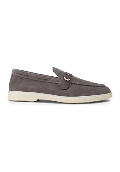 Deery Erkek Hakiki Süet Gri Tokalı Loafer - 02031mgrıc01