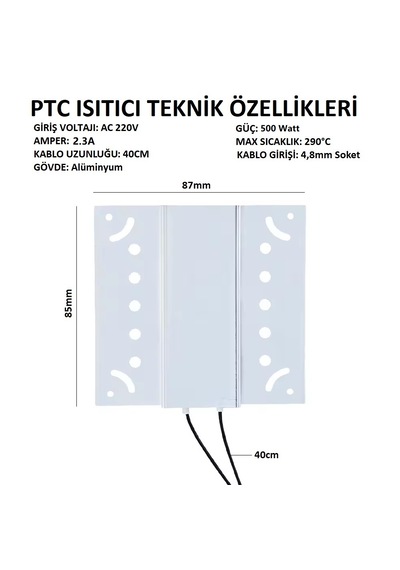 Yate10 Ptc Isıtıcı Ac220v 500w 2.3a