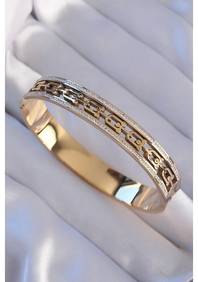 Ezoconcept 316l Çelik Gold Renk Zirkon Taşlı Tiffany Model Kelepçe Çok Renkli